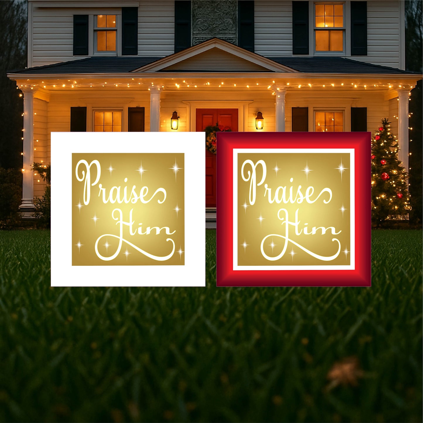 Christmas Praise Him Lighted Yard Art Decoration