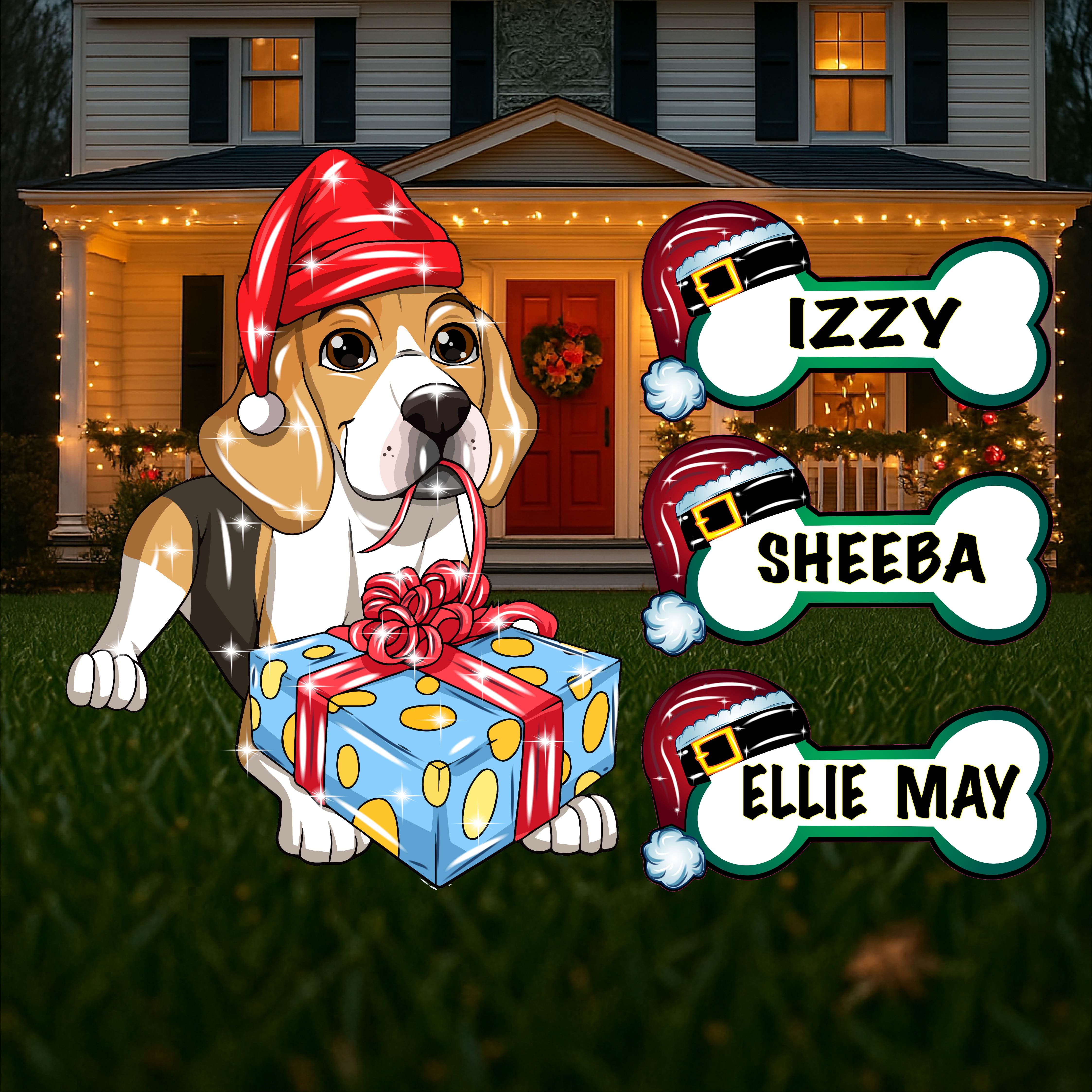 Beagle Dog Bala Cartoon Dog Beagle Christmas Yard Sign