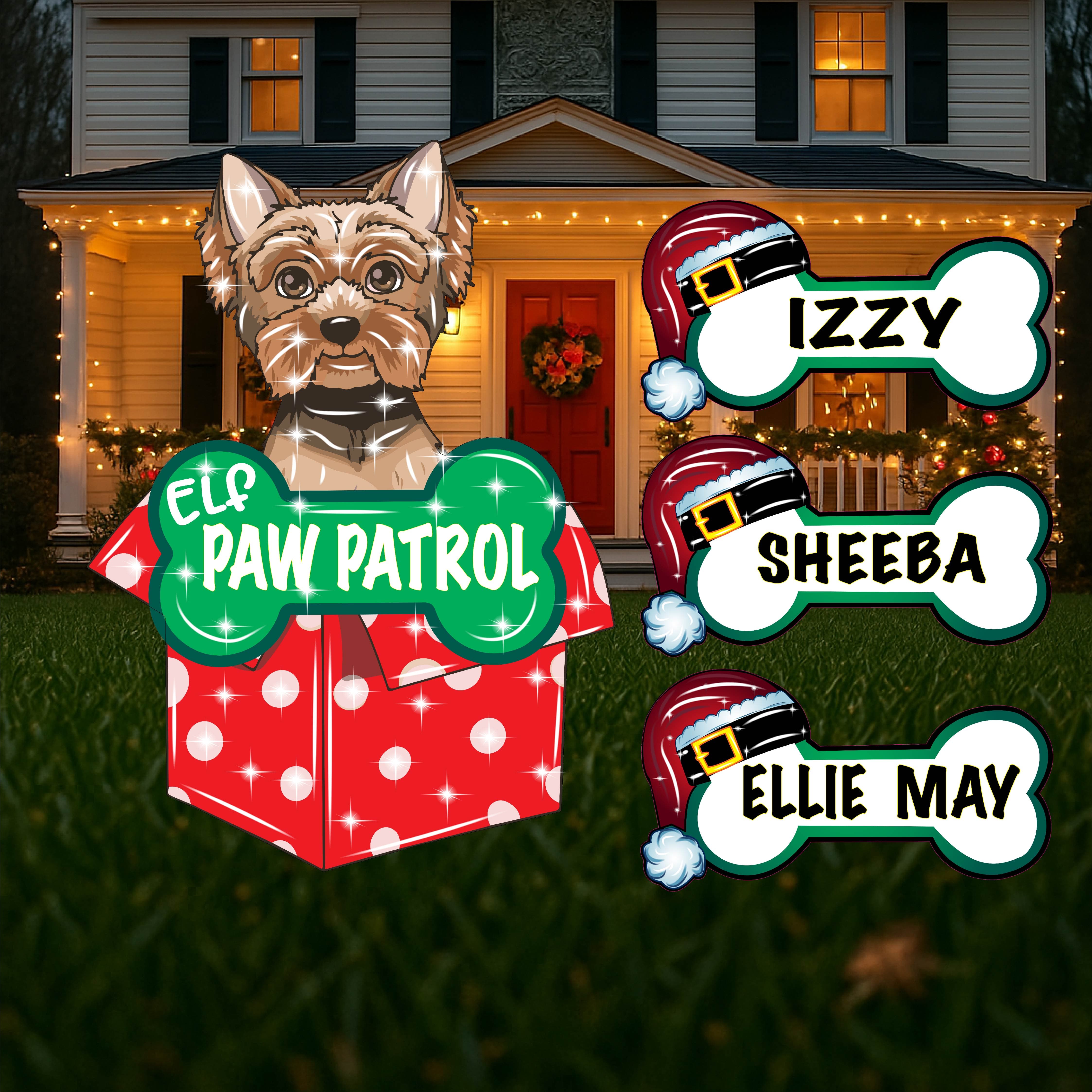 Yorkie Elf Christmas Sign – Dog Lover Outdoor Holiday Decor – Yard Art