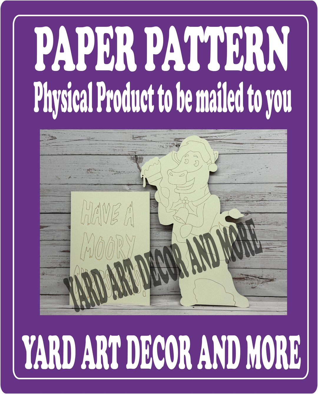 2PC Christmas Cow Paints a Sign Yard Art Paper Pattern