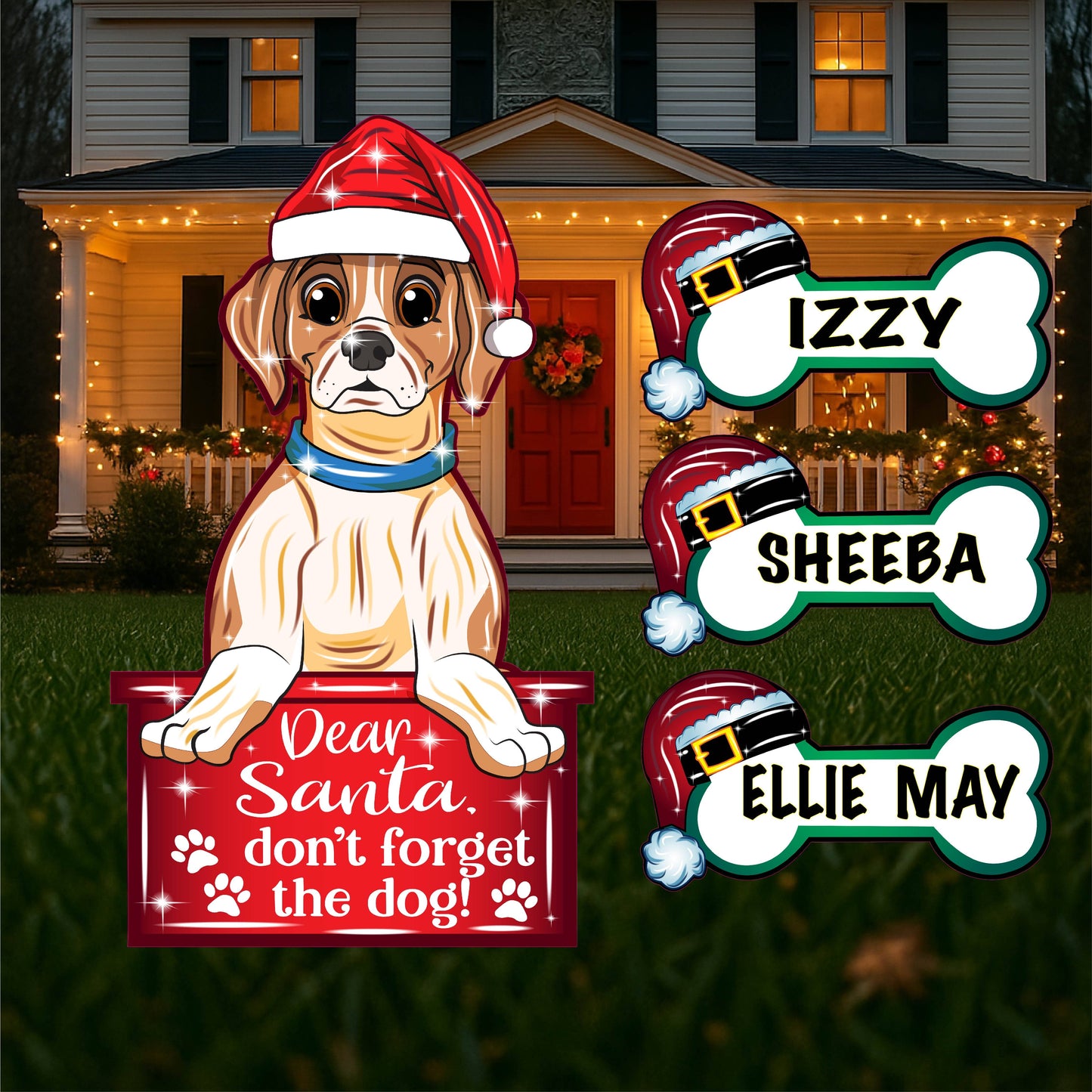 Brown, Tan and white Dog on Top of Christmas Present