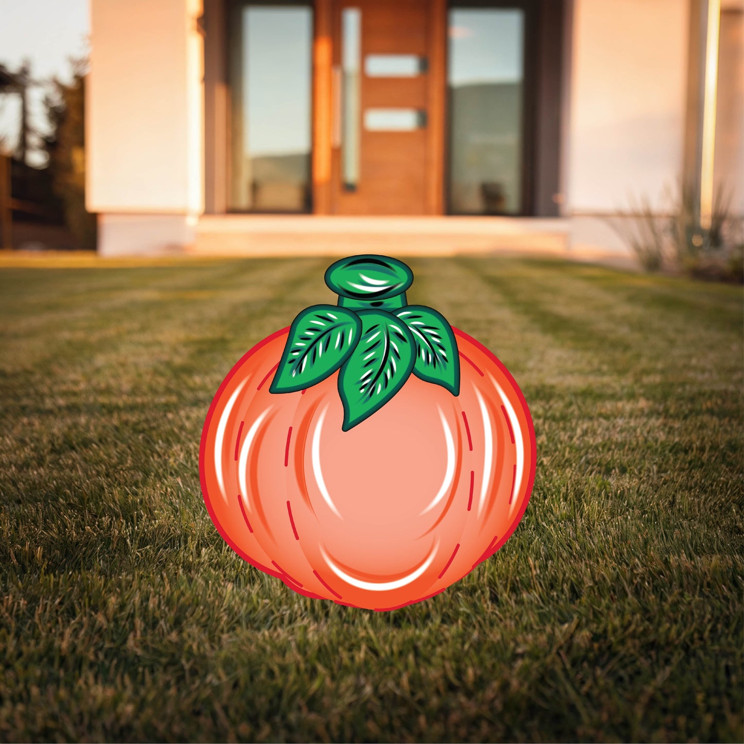 Medium Pumpkin with stalk and leaves