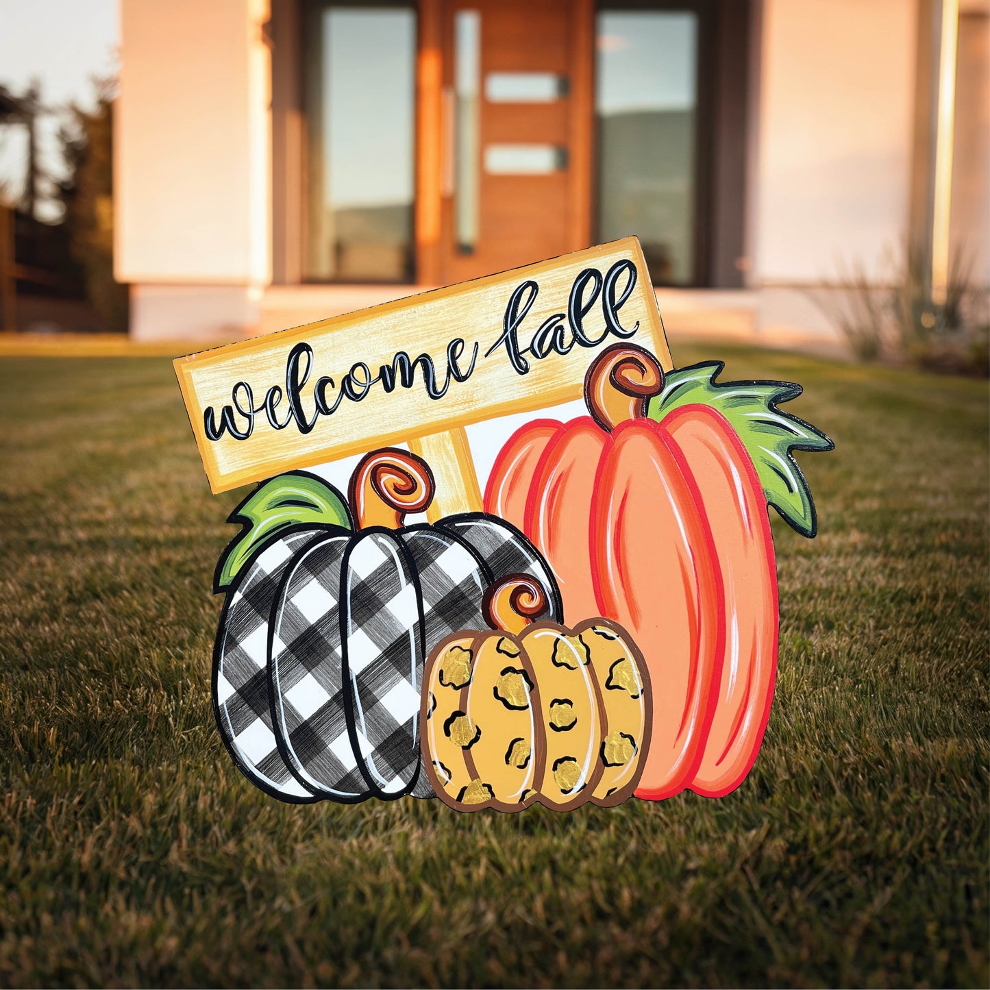 Welcome Fall Pumpkins Yard Art