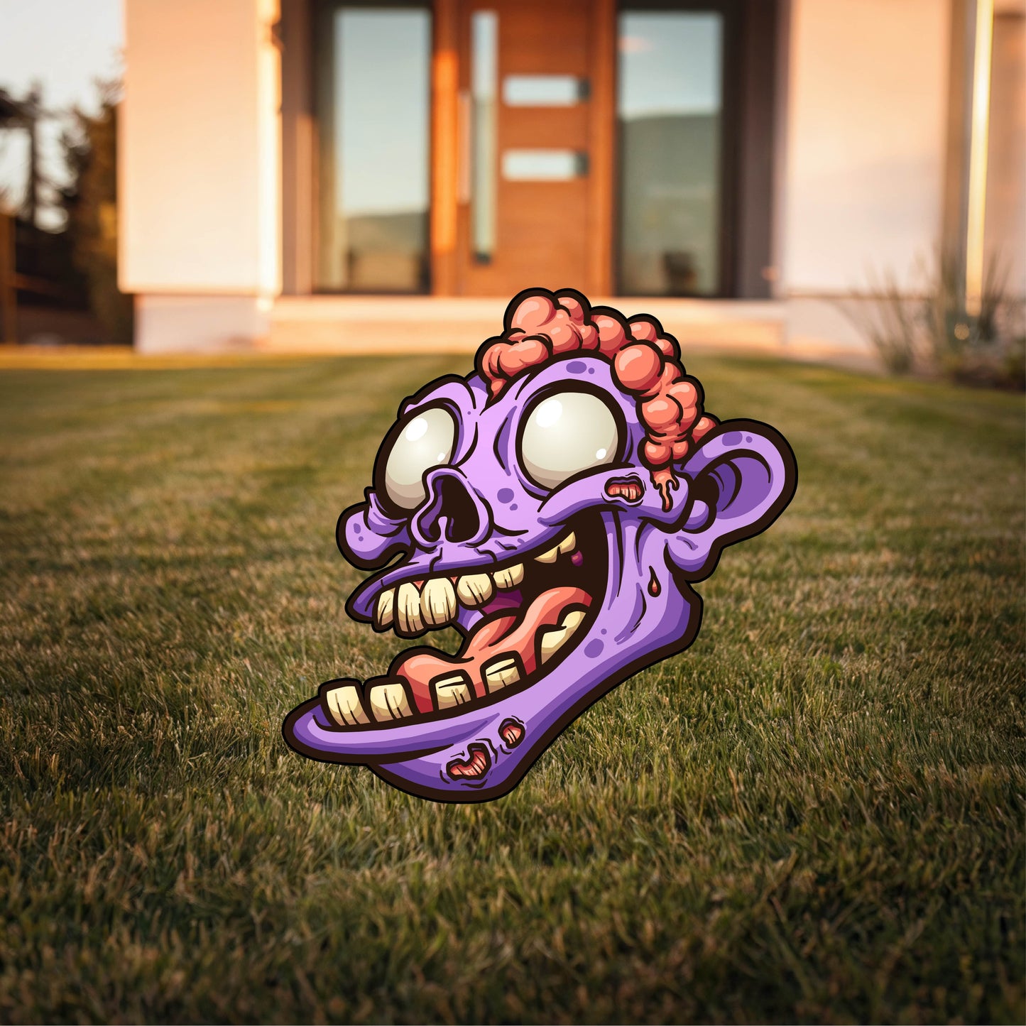Purple Zombie Face Halloween Yard Decor