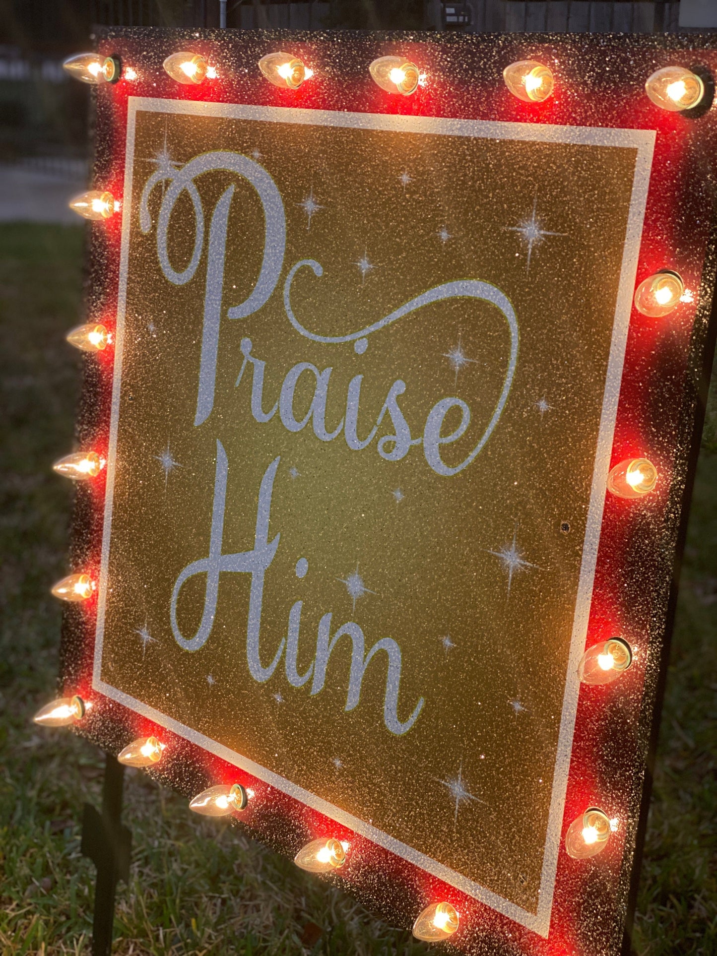 Christmas Praise Him Lighted Yard Art Decoration