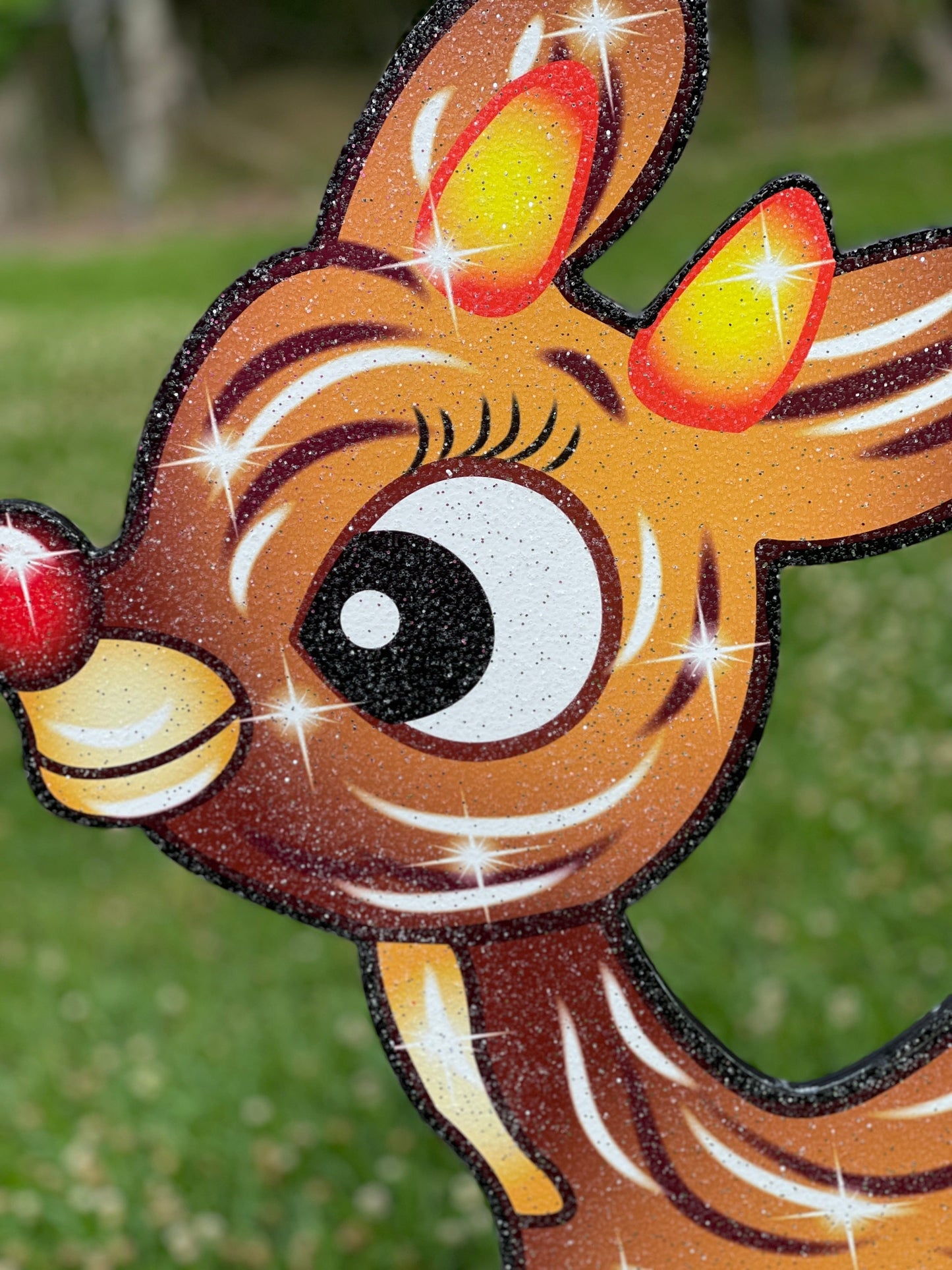 Christmas Rudolph and Elf Hermie Yard Sign with Candy canes