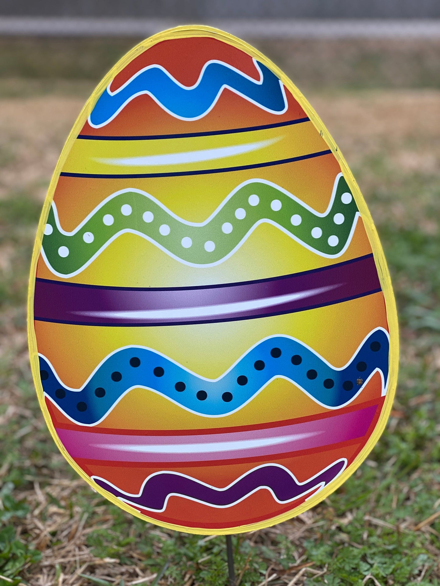 Yellow He is Risen Cross Yard Art Sign with Easter Egg Signs