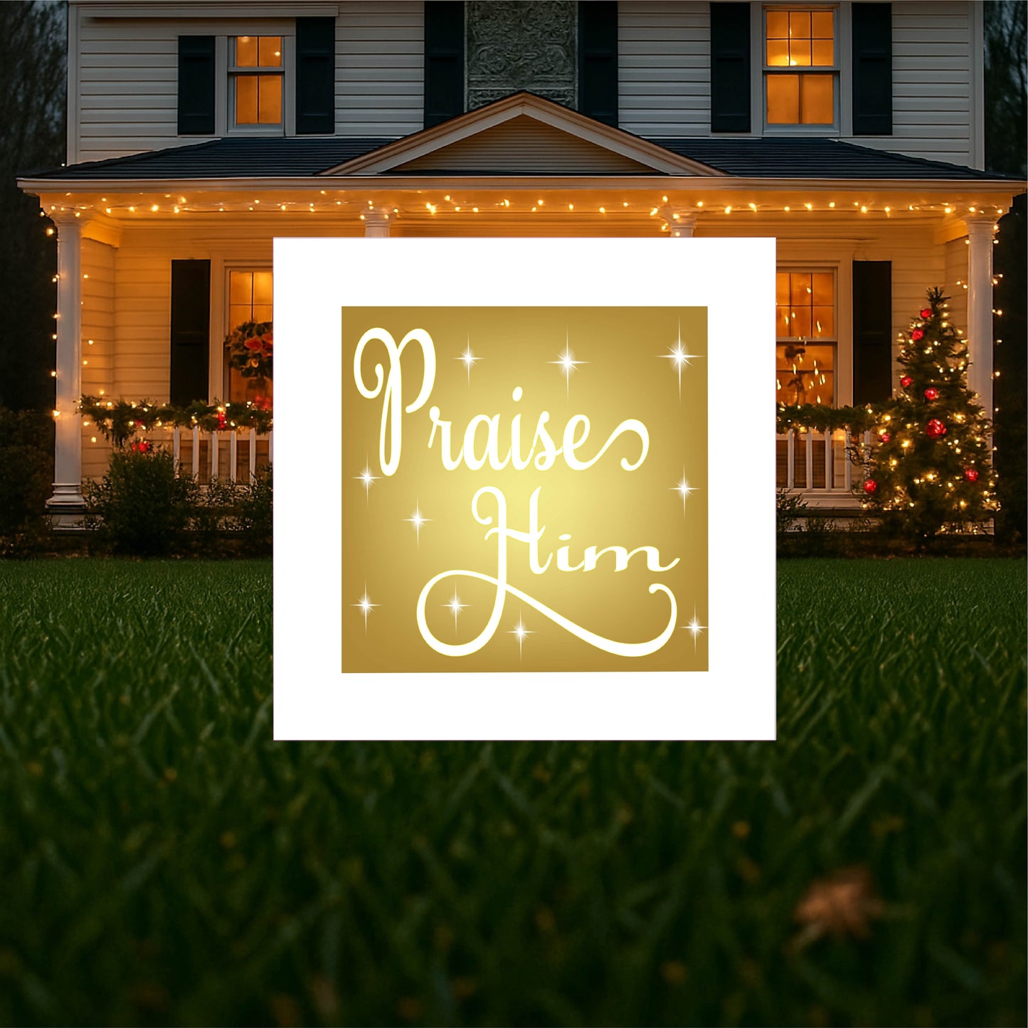 Christmas Praise Him Lighted Yard Art Decoration
