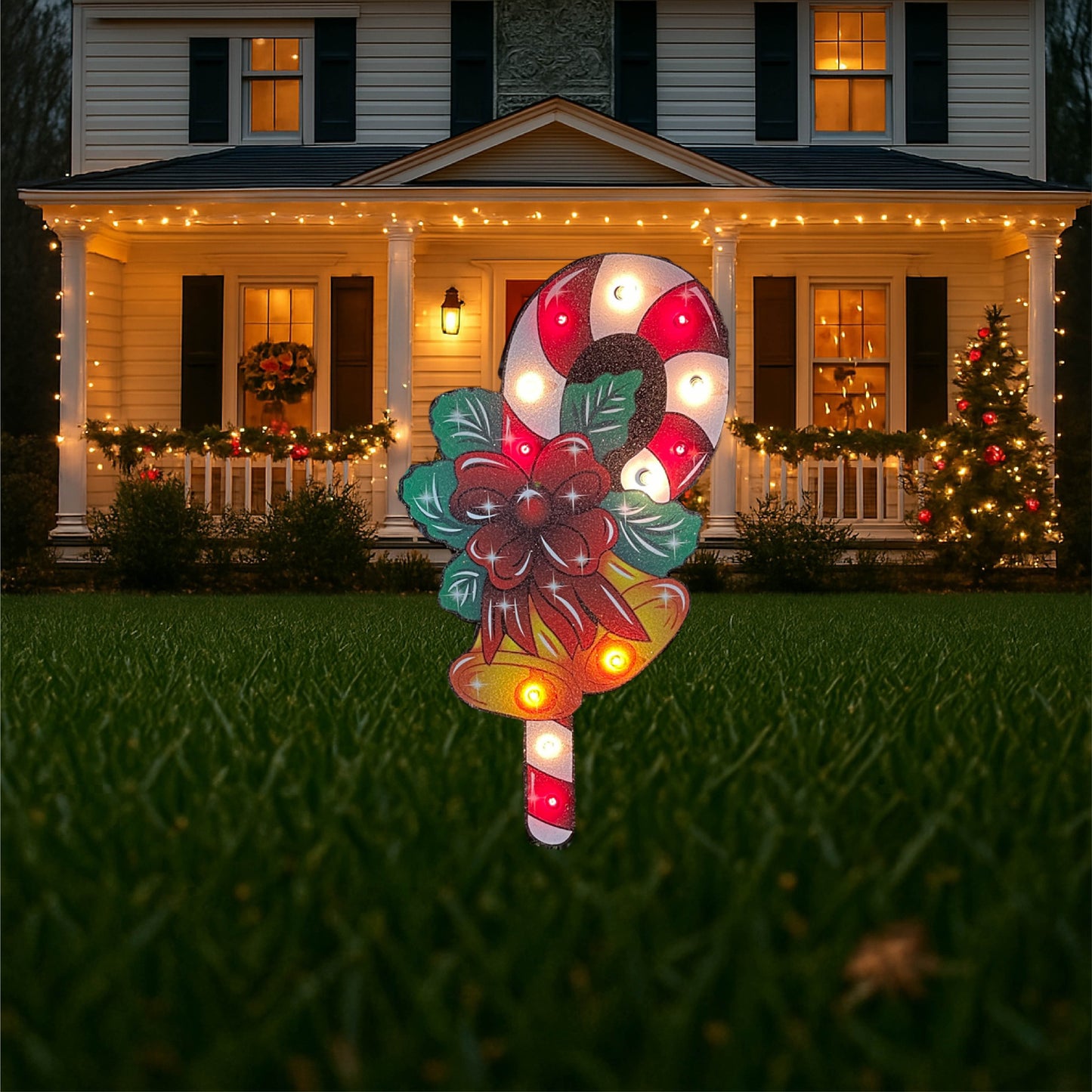 Christmas Candy Canes yard Decor-Lighted