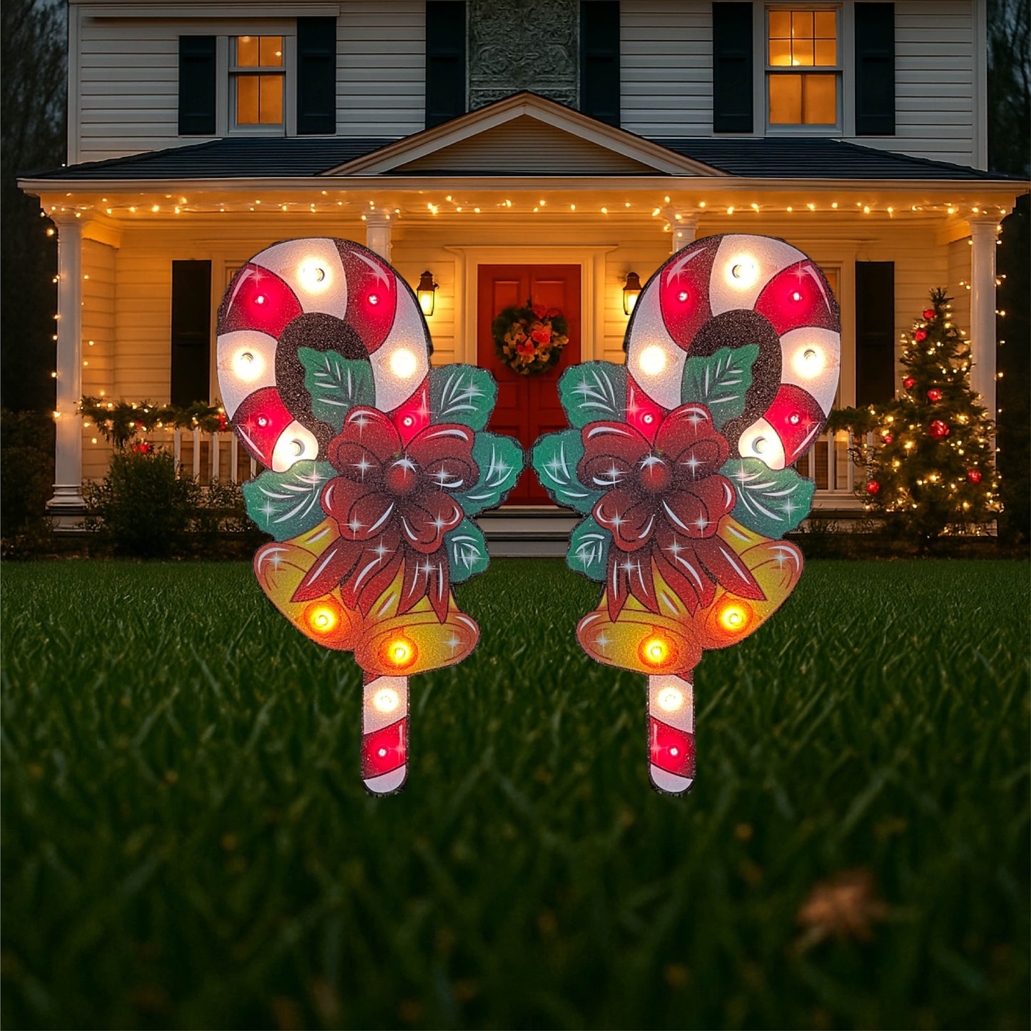 Christmas Candy Canes yard Decor-Lighted