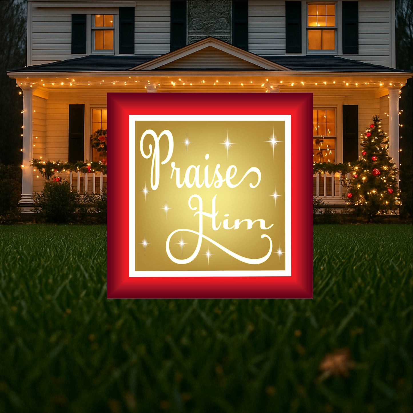 Christmas Praise Him Lighted Yard Art Decoration