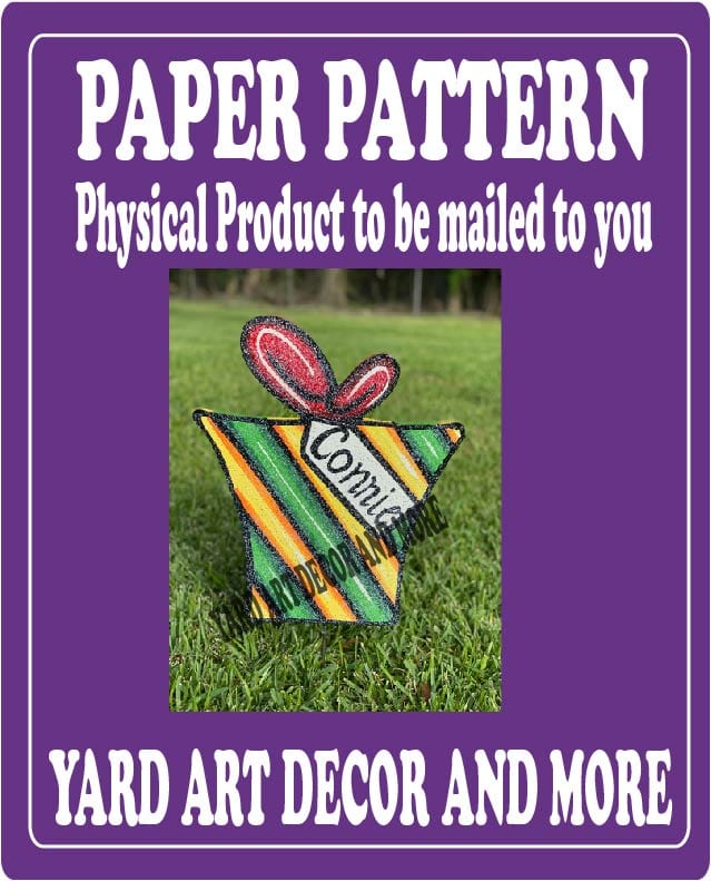Merry Christmas Yard Art 2 Layered Striped Bow Present #4 Paper Pattern