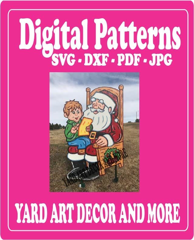 Christmas Santa Boy on Lap Yard Art Digital Template