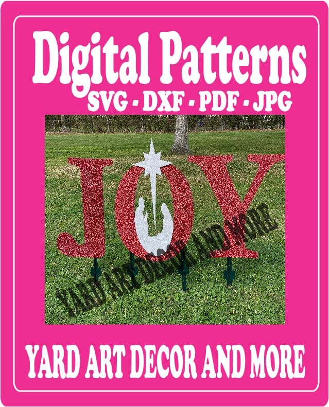 Christmas Silhouette JOY Letters Yard Art Digital Template