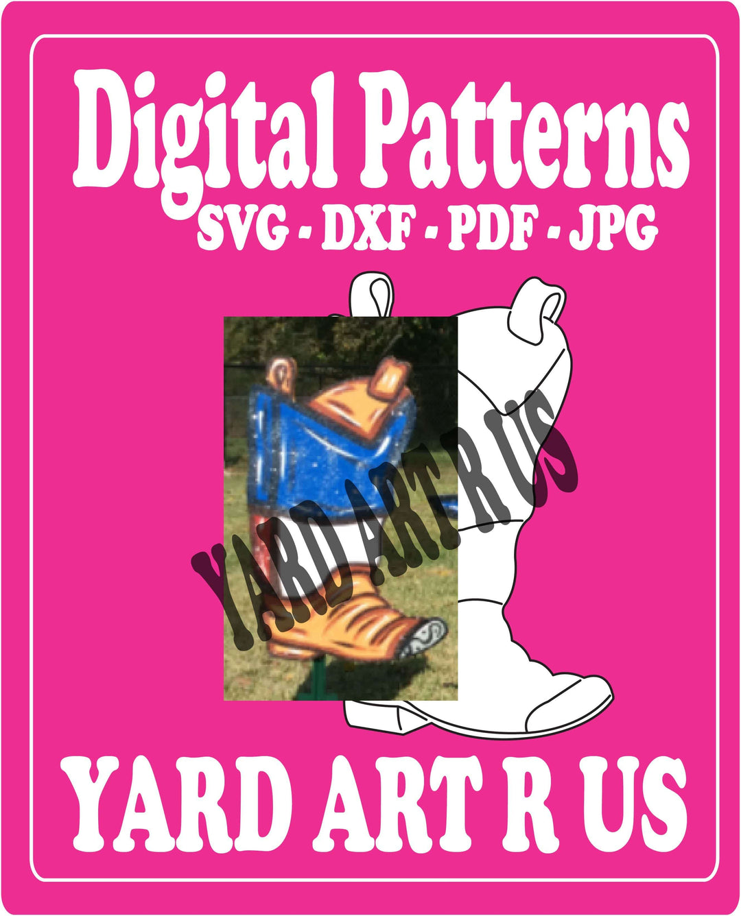 Cowboy Boot Yard Art  Digital Template - SVG - DXF - PDF - JPG Files