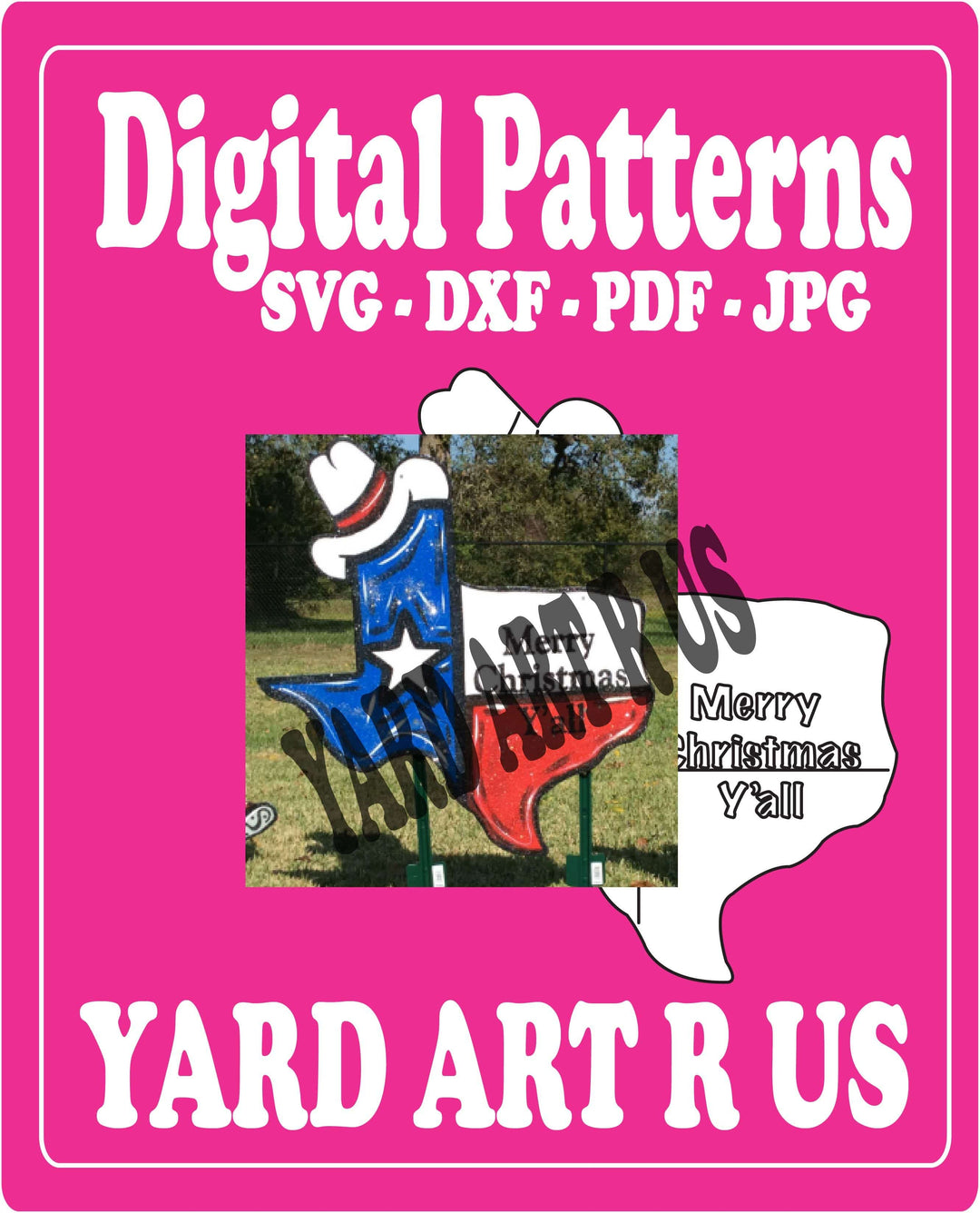 Cowboy Hat State of Texas Yard Art  Digital Template - SVG - DXF - PDF - JPG Files