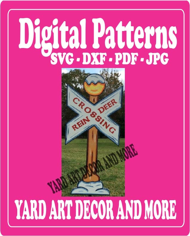 Christmas Reindeer Crossing Yard Sign Digital Template