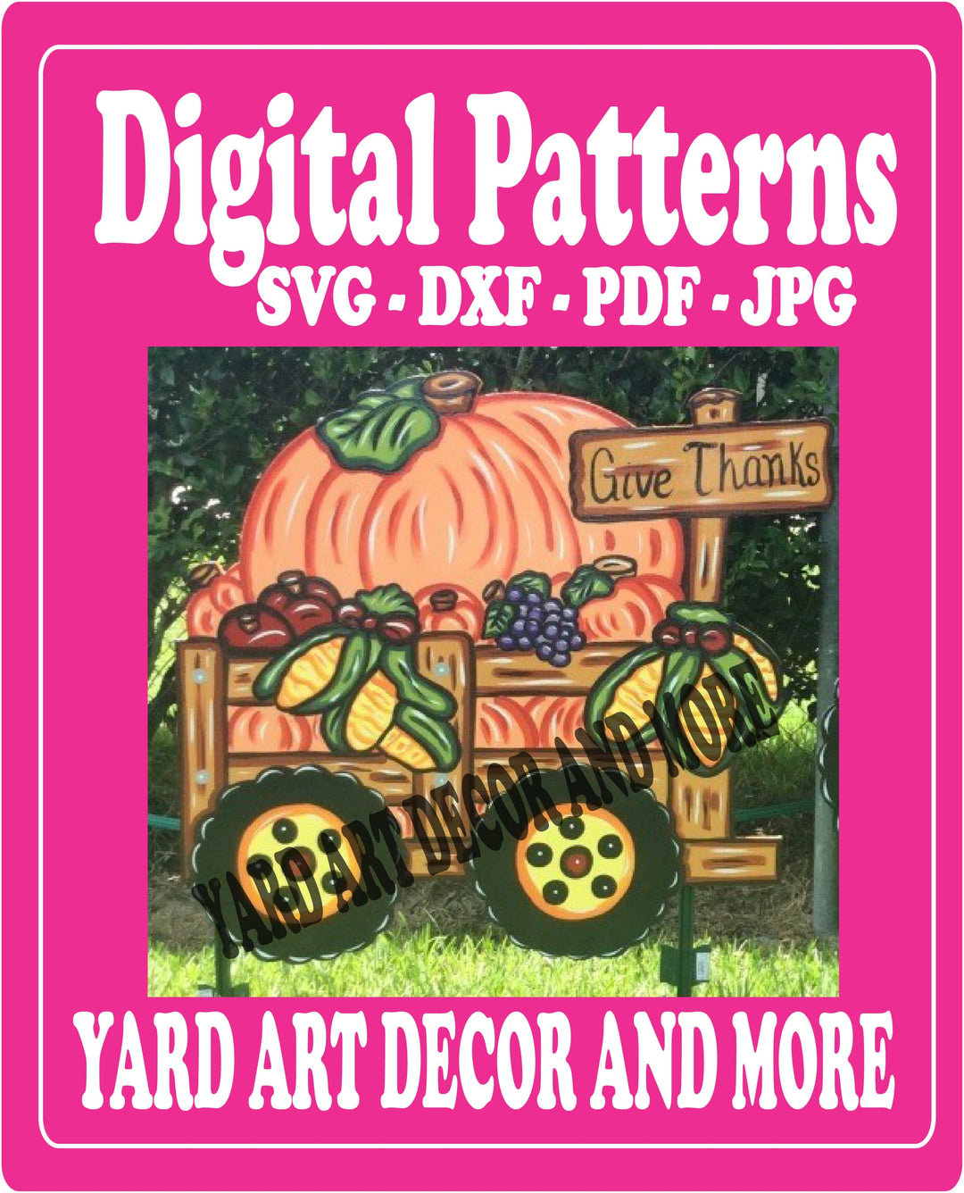 Fall Trailer of Pumpkins Yard Decor Digital Template