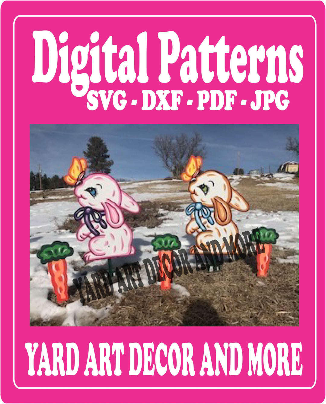EASTER BUNNY WITH A BUTTERFLY YARD DECORATION DIGITAL TEMPLATE