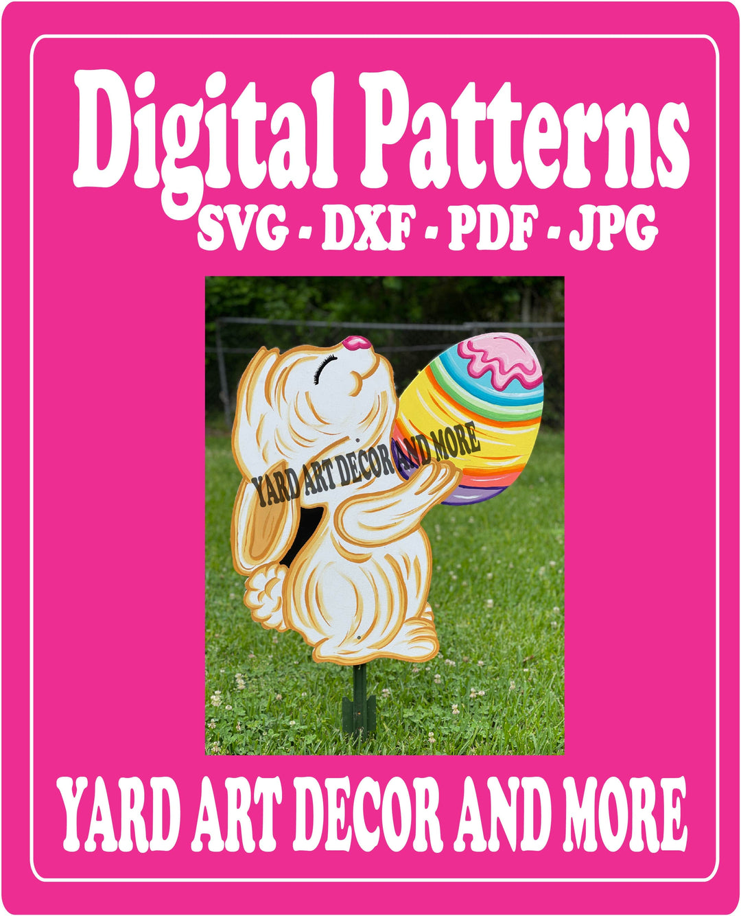 Sweet Smiling Easter Bunny Yard Art Decor Digital Template