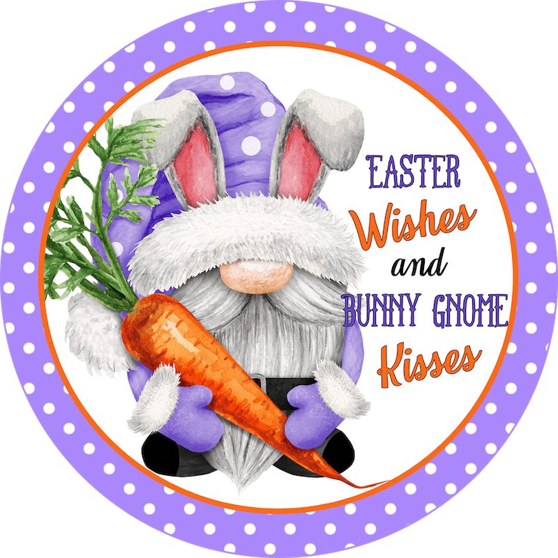 Easter Wishes Bunny Gnome Kisses Sign Outdoor Decoration