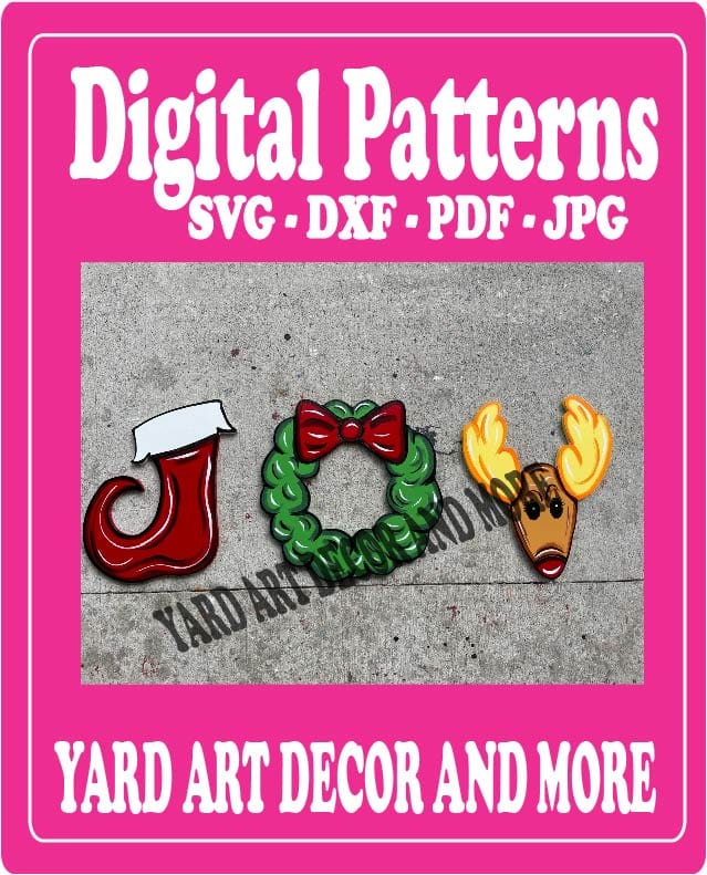 JOY LETTERS -STOCKING J, WREATH-O, REINDEER Y - SVG - DXF - PDF - JPG – Yard Art Decor and More LLC joy-letters-stocking-j-wreath-o-reindeer-y-svg-dxf-pdf-jpg-yard-art-decor-and-more-llc