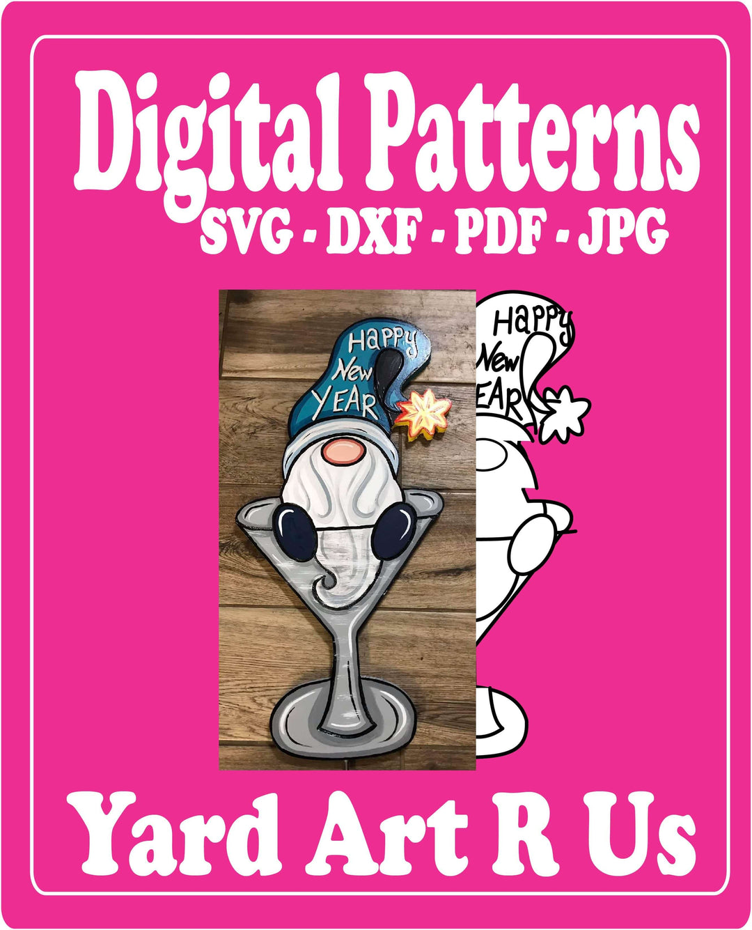 digital download for New Year's Wineglass gnome