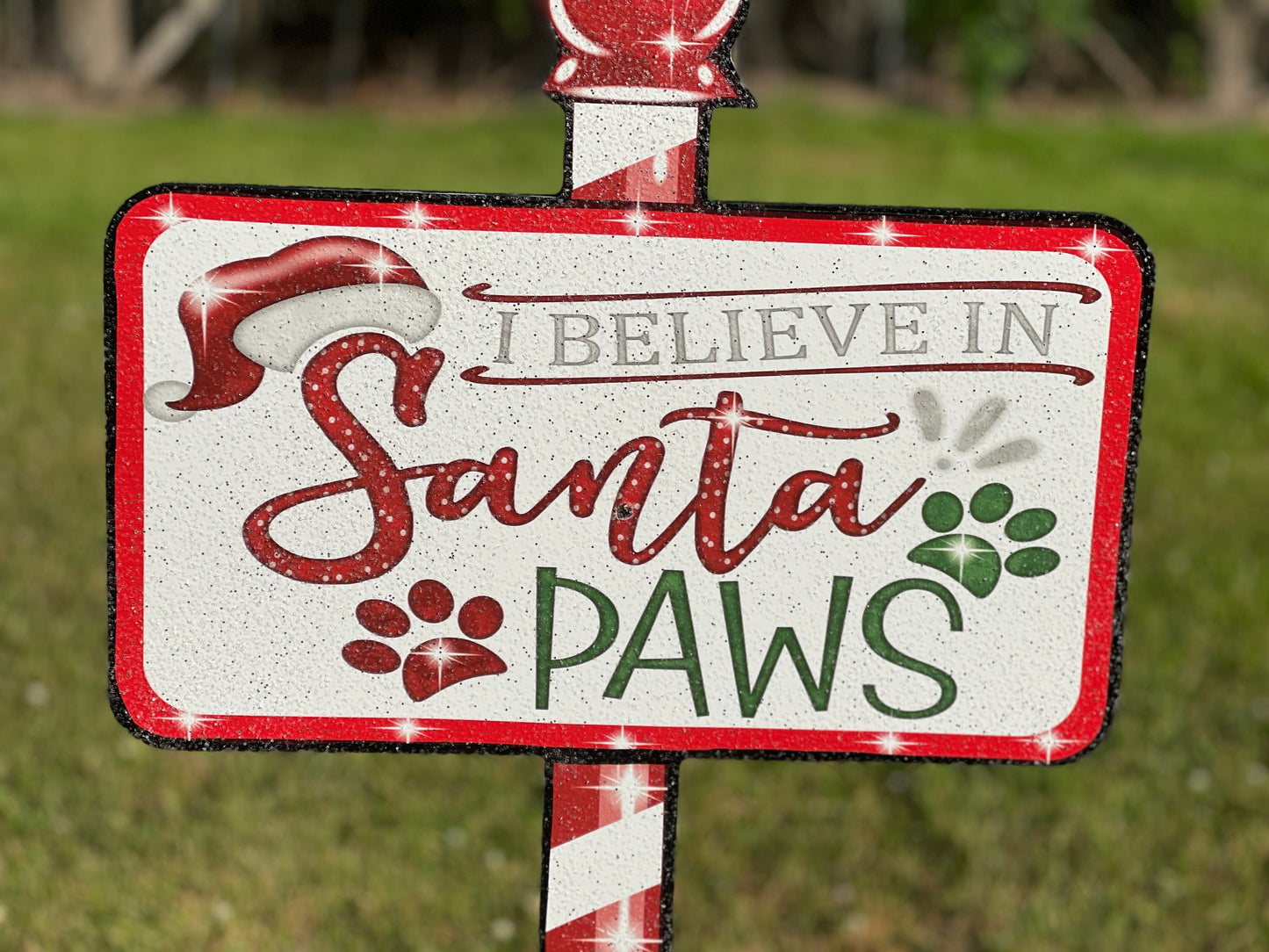 Christmas Santa Paws Sign Yard Art Decoration