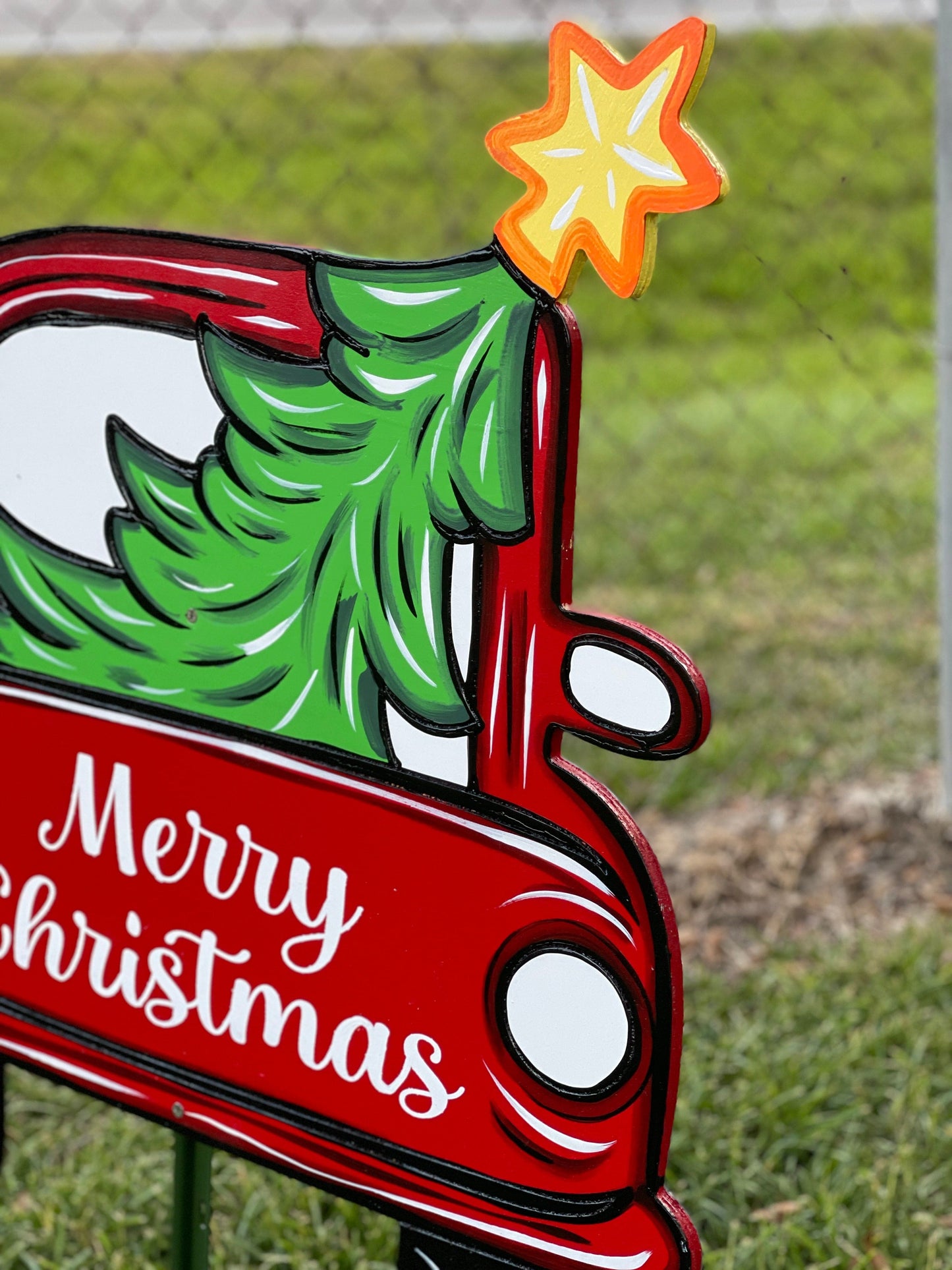 Red Truck with Christmas Tree DIY Christmas Blank