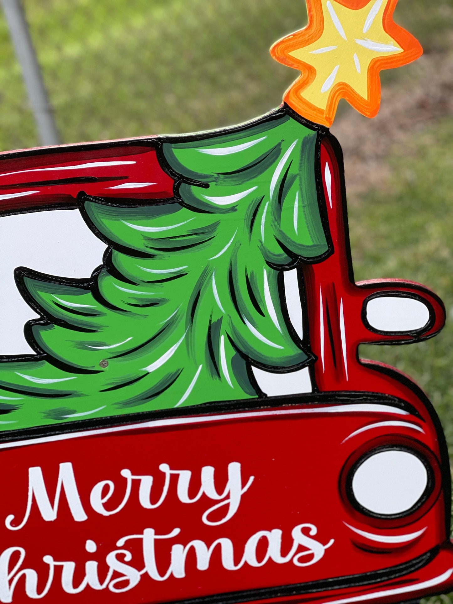 Red Truck with Christmas Tree DIY Christmas Blank