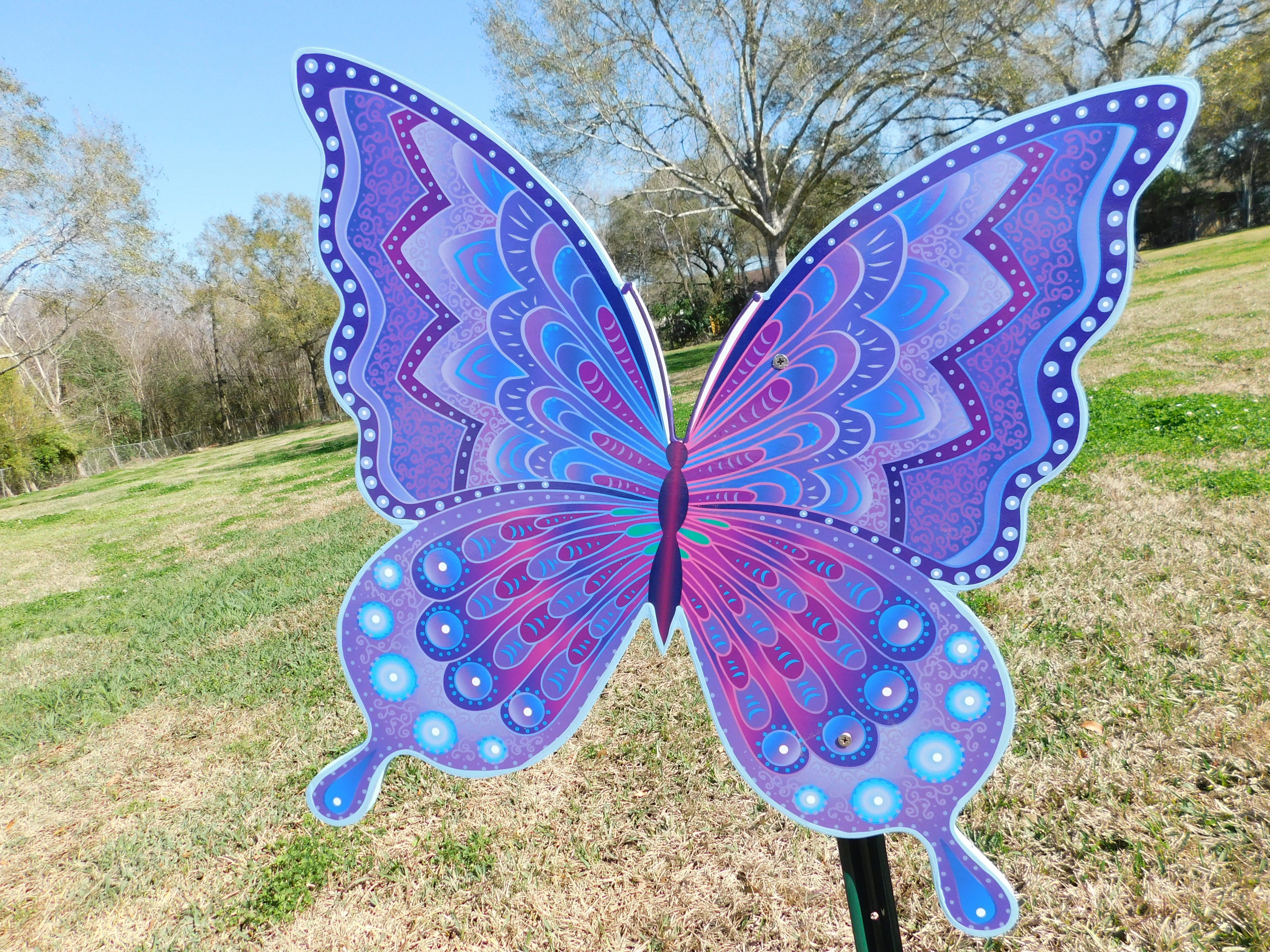 Large Beautiful Blue Butterfly Outdoor Yard Decor – Yard Art Decor and