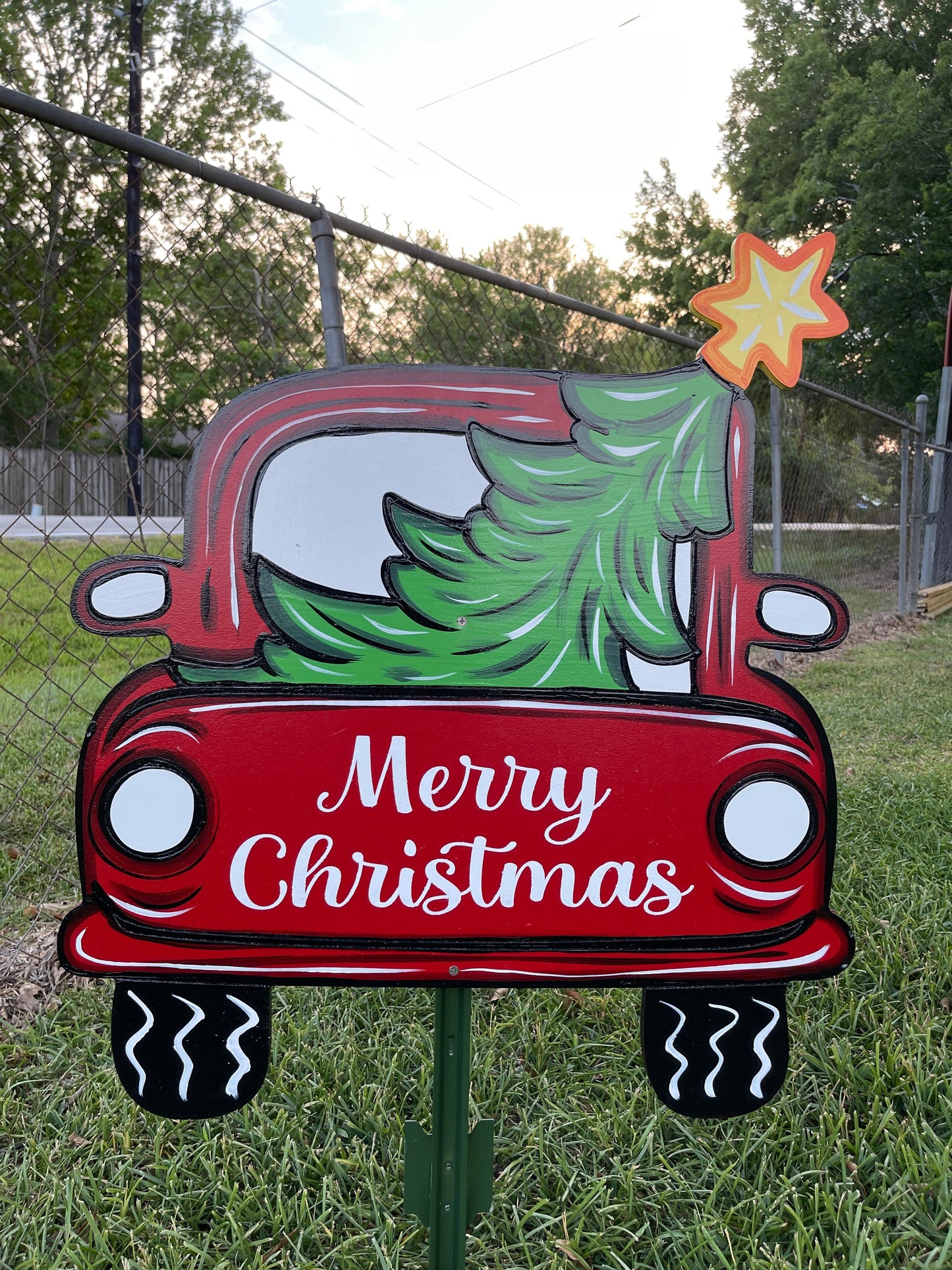 Red Truck with Christmas Tree DIY Christmas Blank