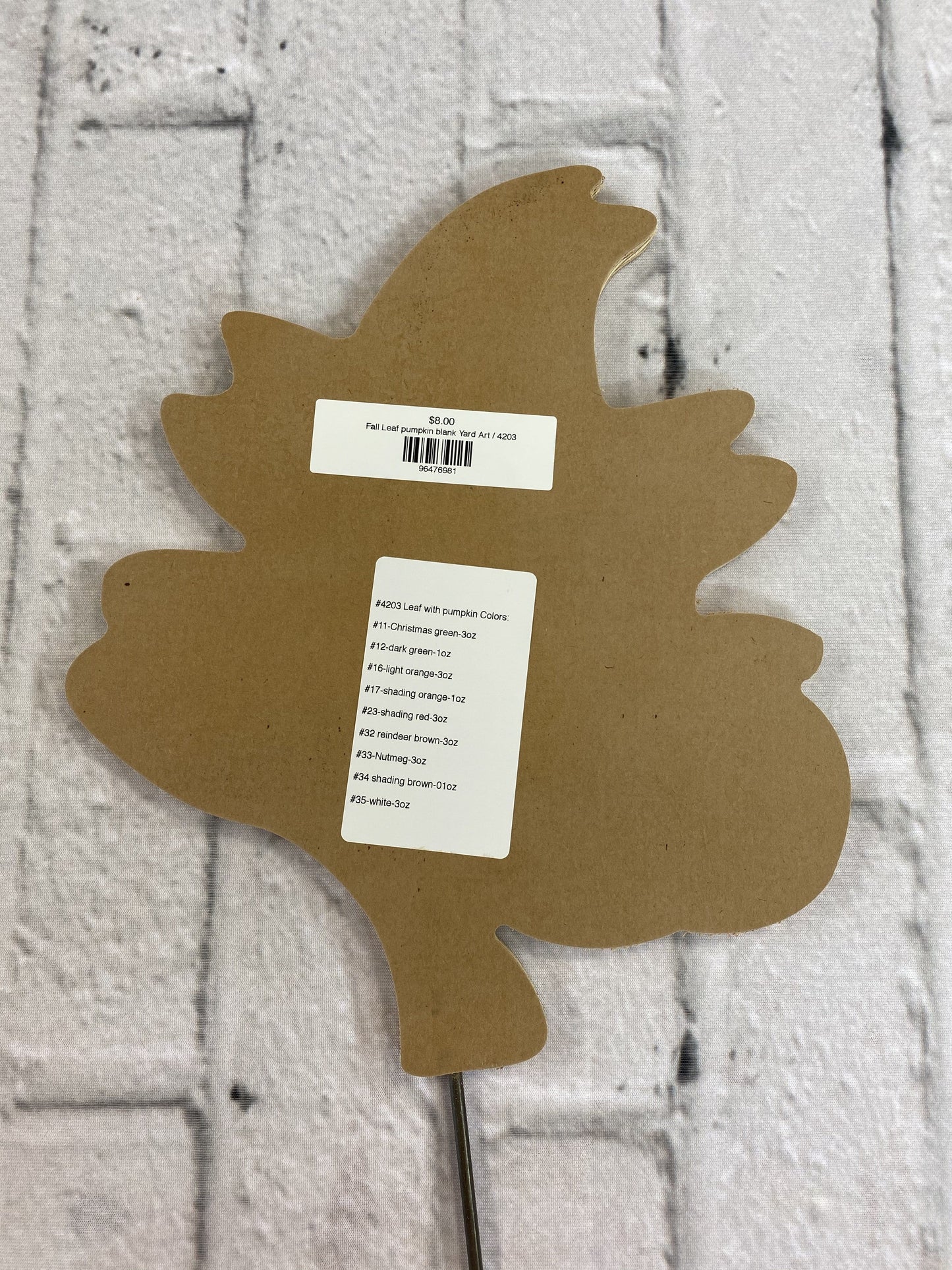 back of Fall Leaf and pumpkin yard art