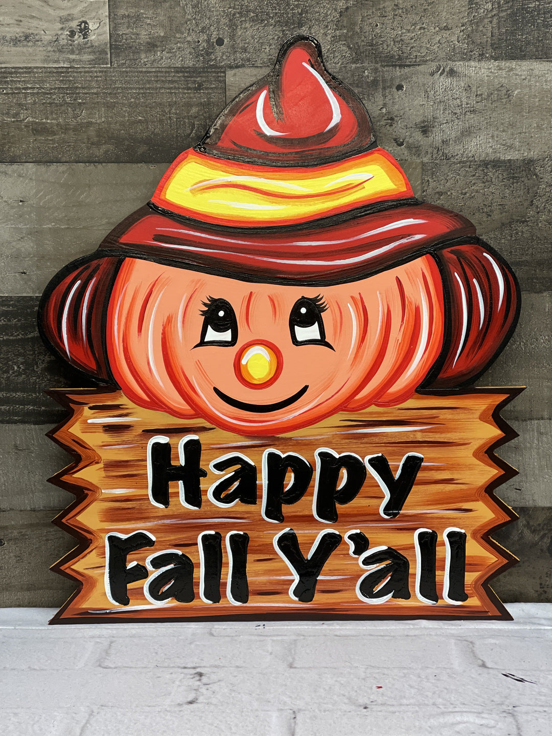 Red Hat Pumpkin with Happy Fall Y'all Sign DIY Blank