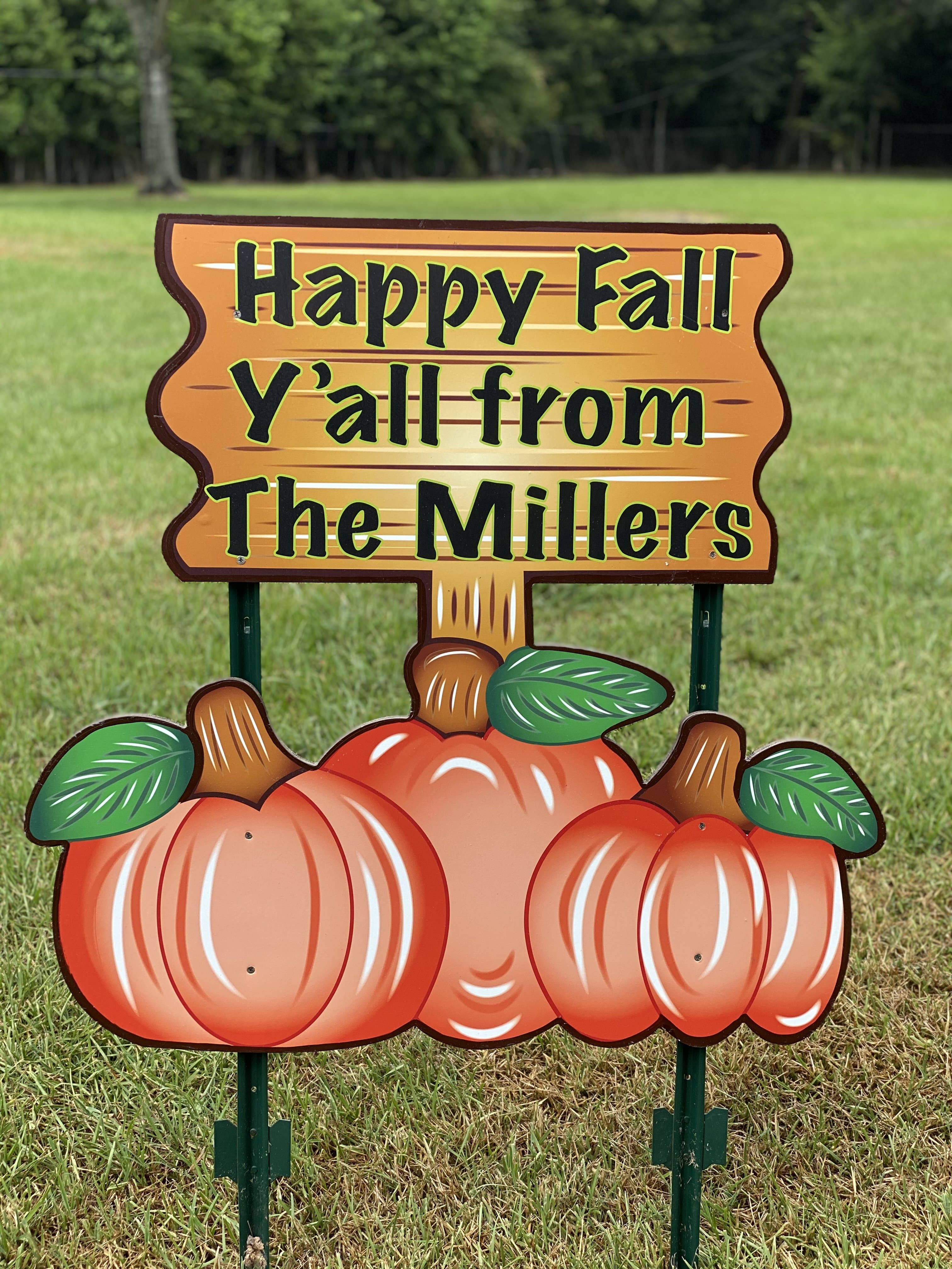 Personalized Happy Fall Y'all Pumpkin Halloween Fall Outdoor Decor