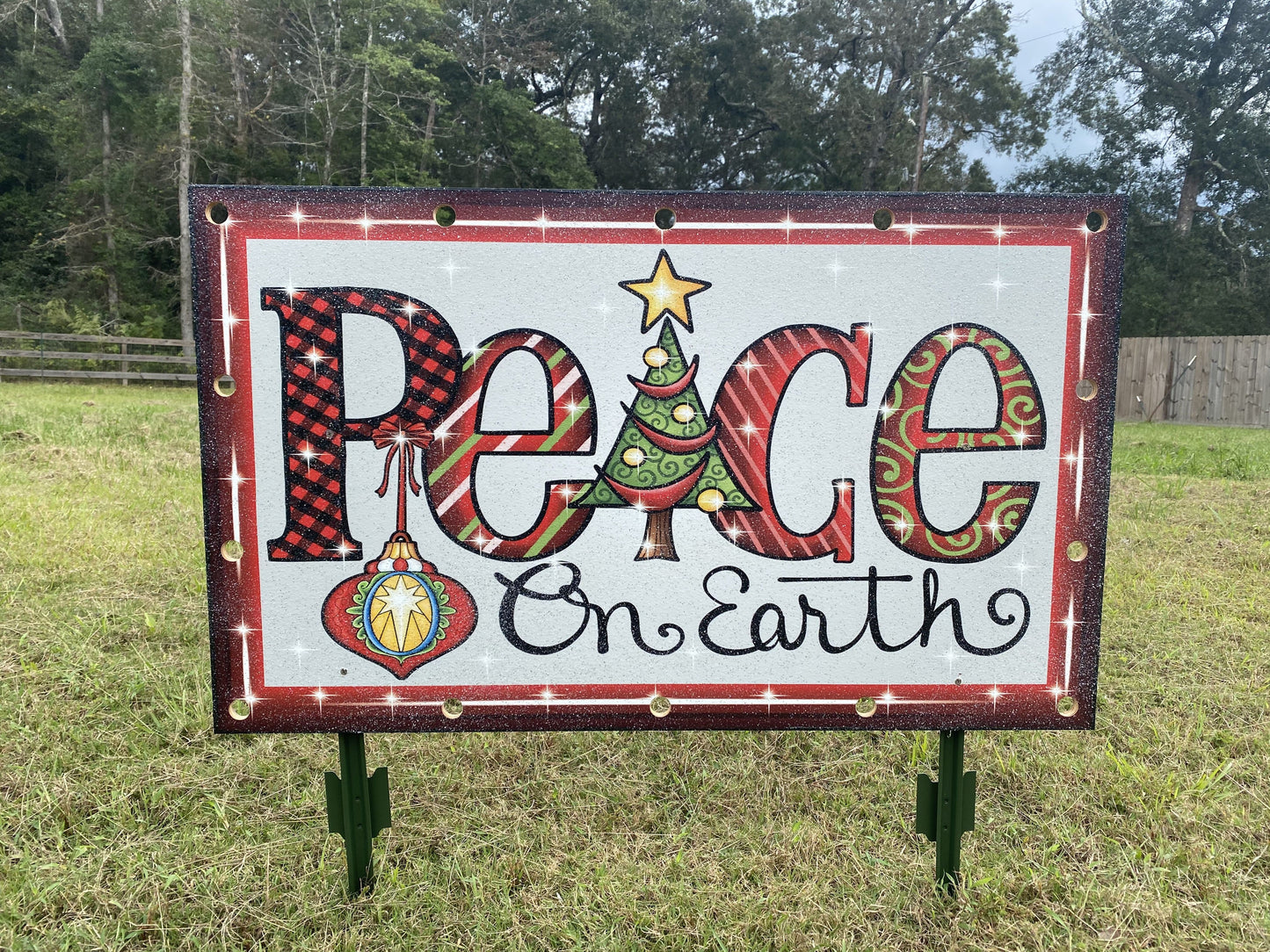Lighted PEACE on Earth Sign Christmas Yard Art