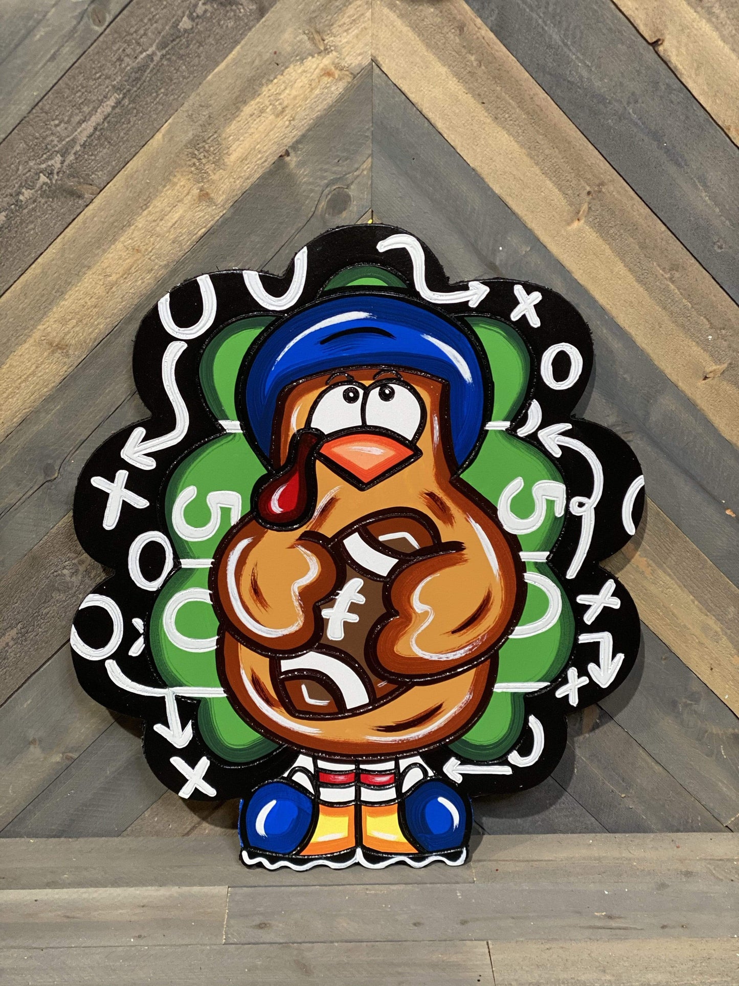 football turkey painted yard art design