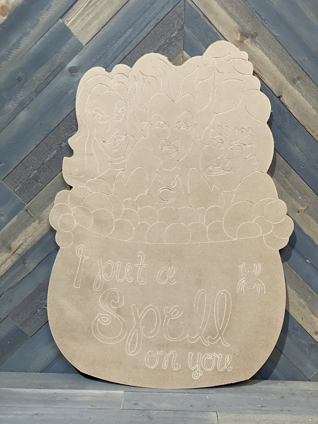 I put a spell on you witch trio cauldron blank yard art template