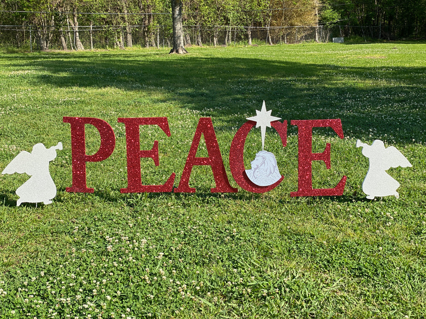 Christmas Yard Art PEACE Letters