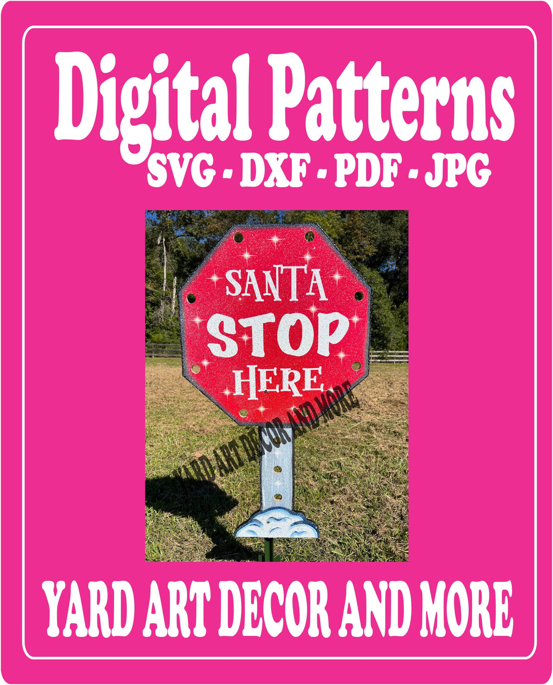 Christmas Lighted Santa Stop Sign