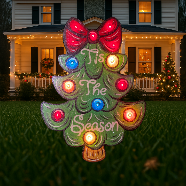 Lighted Tis The Season Christmas Tree Christmas Yard Art