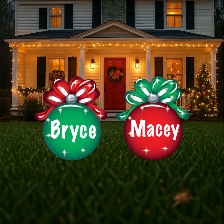 Custom Name Christmas Bauble Lawn Ornaments – Outdoor Holiday Yard Signs