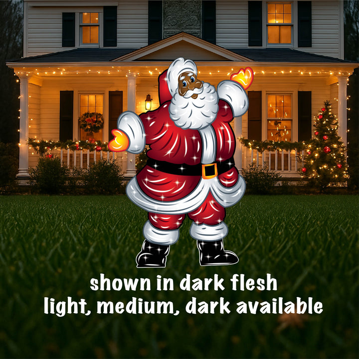 Black Santa Claus Yard Sign – Outdoor Christmas Décor – Inclusive Holiday Lawn Cutout