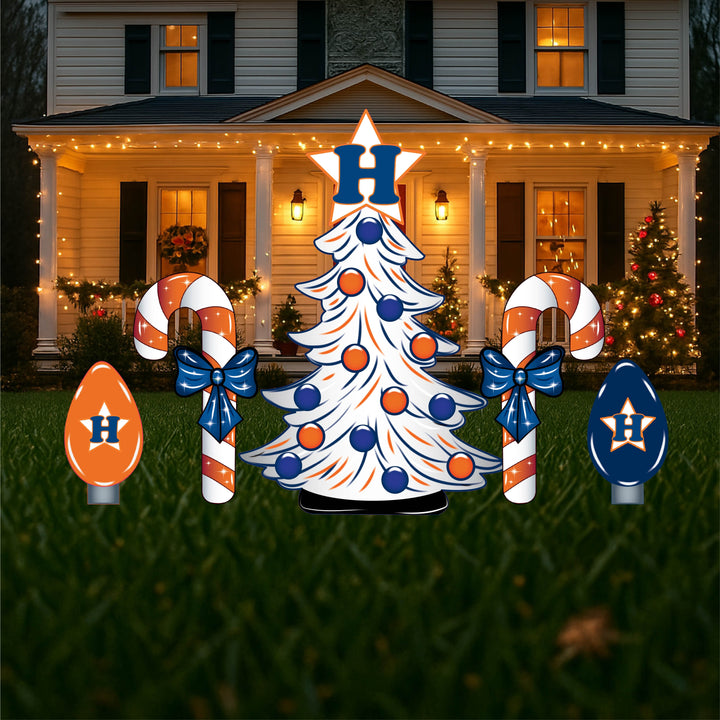 Houston Christmas Tree Yard Art with candy canes and bulbs