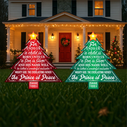 Lighted Prince of Peace Tree Christmas Yard Art Sign