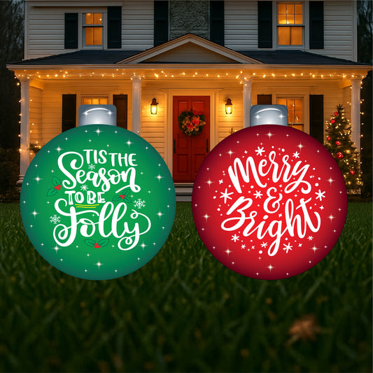 Merry and Bright,Tis the Season Lighted Christmas bulbs Christmas yard art