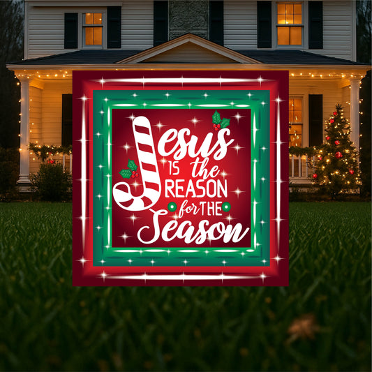 Christmas Yard Art | Jesus is the Reason lighted Christmas Sign