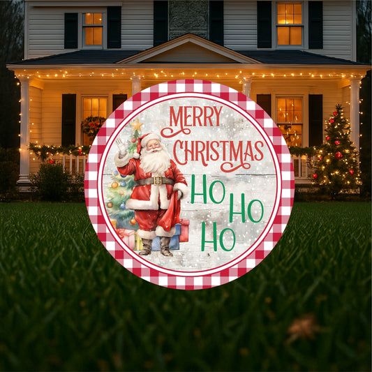 Santa Ho Ho Ho Round Sign Christmas Yard Art