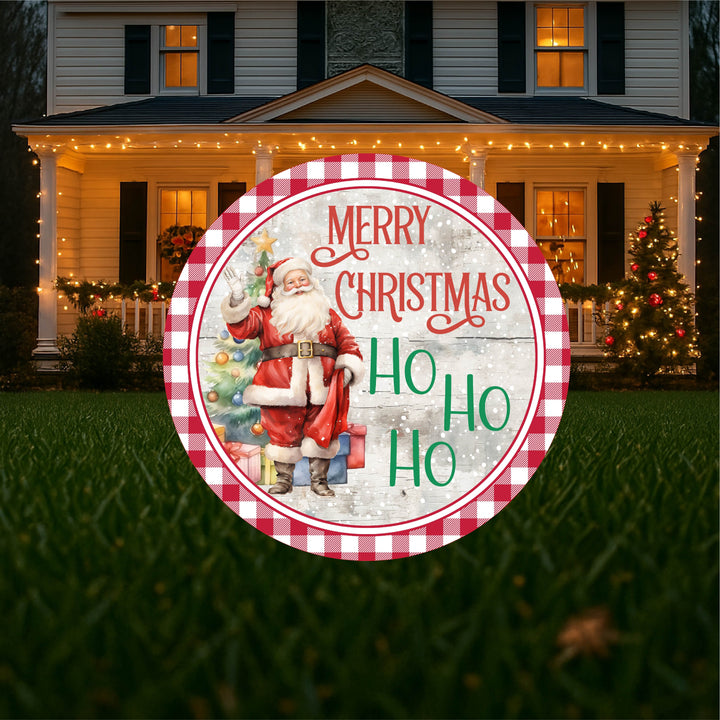 Santa Ho Ho Ho Round Sign Christmas Yard Art