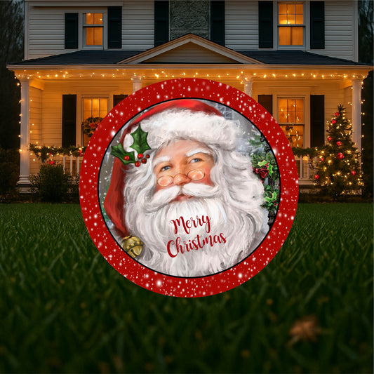 Merry Christmas with Ornaments Round Sign Christmas Yard Art